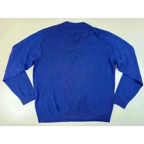 Extra Fine Merino Wool V Neck Sweater Blue Mens Size L Classic Preppy Turnbury - Picture 3 of 10